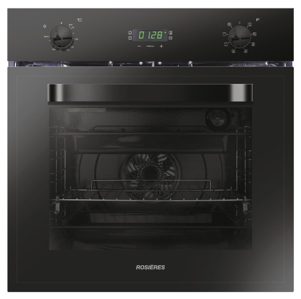 Four Encastrable ROSIERES Electrique Noir/65L/Ventilé/Afficheur Vert/08 Fonctions/Catalysé/Double vitrage