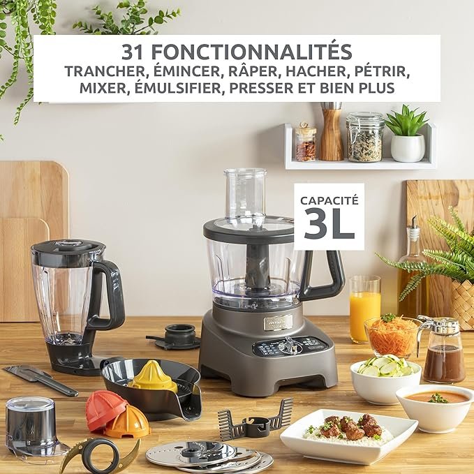 Robot multifonctions MOULINEX Double Force 1000W SILVER - 10 Accessoires