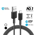 ANKER 322 USB-A TO USB-C CABLE (6FT BRAIDED) black A81H6H11