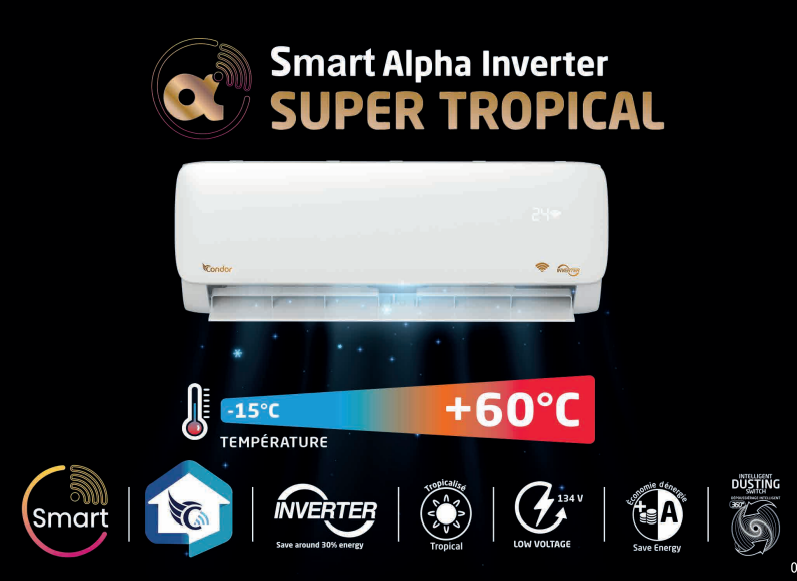 Climatiseur CONDOR Smart Super Tropical Blanc 12K Btu