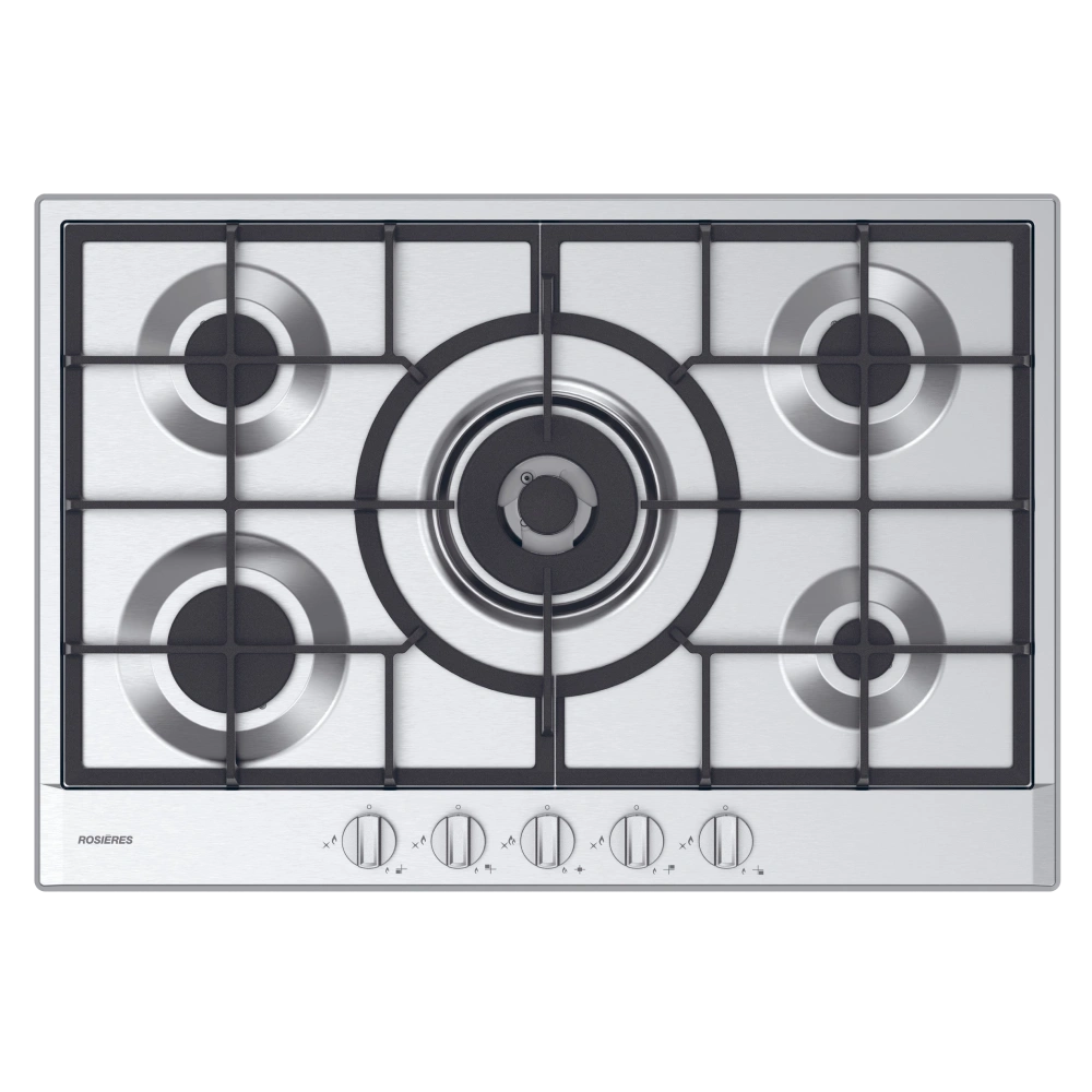 Table de cuisson Rosières 5 Feux Inox Wok avec Thermocouple et Grille en Fonte