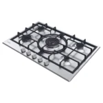 Table de cuisson Rosières 5 Feux Inox Wok avec Thermocouple et Grille en Fonte
