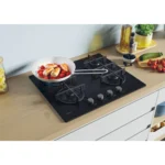 Table de cuisson encastrable CANDY 4 feux Wok Black Glass  Thermocouple Commande frontale