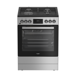 Cuisinière Whirlpool gaz/électrique 8 fonctions Inox 60 cm 72 L